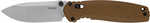Kershaw 2052 Broadside 3.50" Folding Spear Point Plain Stonewashed D2 Steel Blade, Brown G10 Handle