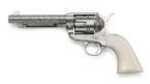 Revolver Taylors & Company 1873 Cattleman 357 Magnum Engraved 5.5" Barrel 6 Round White PVC Grip Nickel Finish OG1405