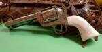 Cimarron Texas Ranger 45 Long Colt Single <span style="font-weight:bolder; ">Action</span> Revolver 4.75" Barrel 6 Round Simulated Engraved Ivory Grip