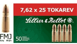 7.62X25mm Tokarev 50 Rounds Ammunition Sellier & Bellot 85 Grain Full Metal Jacket