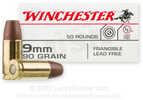 9mm Luger 50 Rounds Ammunition Winchester 90 Grain Frangible