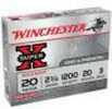 20 Gauge 5 Rounds Ammunition Winchester 3/4" Pellets Lead #3 Buck