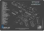Cerus Gear Ruger American HAndgun ScheMatic Cleaning Mat 12x17 Grey And Blue