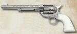 Cimarron Teddy Roosevelt Nickel Engraved 1873 SA .45 Colt Revolver 7.5" Poly Ivory Grips