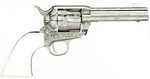 Taylor's & Company Revolver Outlaw Legacy 357 Magnum 4.75" Barrel 6 Rounds Nickle Engraved With Plastic Grip