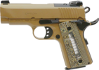 European American Armory MC1911SC 1911 Officer Model 9mm 3.4" Barrel 7 Round Flat Dark Earth Finish G10 Grips With Window