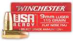 Winchester USA Ready 9mm Luger 115 gr Full Metal Jacket Flat Nose (FMJFN) Ammo 50 Round Box