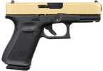 Glock 19 Gen5 Semi-Auto Striker Fired Pistol 9mm Luger 4.02" Carbon Steel Barrel (1)-15Rd Mag White Dot Front Sight Outline Rear Gold Slide Black Polymer Finish