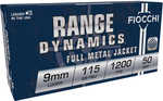 Fiocchi Range Dynamics 9mm Luger 115 gr Full Metal Jacket (FMJ) Ammo 50 Round Box