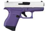 Glock G43 Striker Fired Semi-Automatic Pistol 9mm Luger 3.39" Rifled Barrel (2)-6Rd Single Stack Magazines White Dot Front & Outline Rear Sights Satin Aluminum Cerakote Slide Purple Polymer Finish