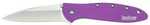 Kershaw Leek 3" Folding Drop Point Plain Bead Blasted 14C28N Steel Blade Purple Anodized Aluminum Handle Includes Pocket Clip