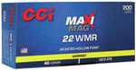 22 Winchester Magnum Rimfire 200 Rounds Ammunition CCI 40 Grain Hollow Point