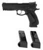 CZ SP01 Shadow Custom, Double Action/Single Action, Semi-automatic, Metal Frame Pistol, Full Size, 9MM, 4.6" Barrel, Steel, Polycoat Finish, Black, Aluminum Grips; Fiber Optic Front/Fixed Rear, Manual Safety, 19 Rounds