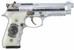 Girsan Regard Liberador II Semi-Automatic Pistol 9mm Luger 4.9" Barrel (1)-18Rd Magazine White Engraved Ivory Grips Polished Steel Finish With Gold Accents