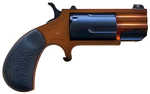 North American Arms Pug TALO Edition Single Action Revolver .22 WMR 1" Barrel 5 Round Capacity Black Rubber Grips Black Cylinder Orange Cerakote Finish