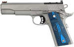 Colt Competition Government 45 ACP 8+1 5" Stainless National Match Barrel & Optic Ready/Serrated Slide, Stainless Stainless Steel Frame w/Beavertail, Checkered Blue G10 Grip, Ambidextrous
