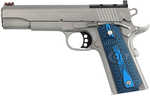 Colt Competition Government 9mm Luger 9+1 5" Stainless National Match Barrel & Optic Ready/Serrated Slide, Stainless Stainless Steel Frame w/Beavertail, Checkered Blue G10 Grip, Ambidextrous