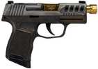 Sig Sauer P365 "Gold Bug" Handgun 9mm luger 10rd Magazines(2) 3.7" Threaded Gold Barrel Tactical Cut Distressed Grey Slide/Brown Grip Octagon Stippling