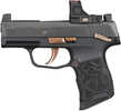Sig Sauer P365 Rose Kit Micro Compact 380 ACP 10+1 3.10" Black Nitron Stainless Steel Serrated w/Optic Slide, Black Nitron w/Rose Accents Stainless Steel Frame w/Accessory Rail, LXG Laser Engraved Grip, Sig ROMEO-RS Compact, RMSc Footpr