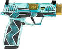 Sig Sauer P365X Komodo Anime, Striker Fired, Semi-automatic, 9MM, 3.1" Zaffiri Threadless Comp Barrel in High Polish Gold, Optic Ready, Komodo Aluminum Grip Mod ule, Cerakote Finish, Dayglow Blue, 17 Rounds, 2 Magazines 300-252-0409-64