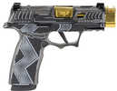 Sig Sauer P365X Komodo Anime, Striker Fired, Semi-automatic, 9MM, 3.1" Zaffiri Threadless Comp Barrel in High Polish Gold, Optic Ready, Komodo Aluminum Grip Module, Cerakote Finish, Black, 17 Rounds, 2 Magazines 300-252-0409-04