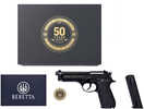 Beretta USA 92SB Repro 50th Anniversary 9mm Luger 15+1 4.90" Blued Barrel, Polished Blued Engraved/Serrated Slide, Polished Anodized Aluminum Frame w/Beavertail, Black G10 Grip