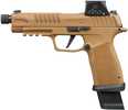 Sig Sauer P365 Fuse TACOPS w/Optic 9mm Luger 21+1 5.10" Black DLC Threaded Barrel, Coyote Cerakote Stainless Steel Serrated w/Optic Slide & Frame w/Beavertail & Picatinny Rail, Textured Grip, Sig ROMEO-X SIG-LOC Red Dot