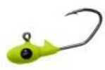 Gene Larew Lures Crappie Pro 1/32 oz Overbite Sickle Mo'glo Jigheads Chartreuse 10pk 132OBS63