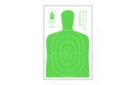 Action Target B-27E High Visibility Fluorescent Green Silhouette Cut Off Below Ring 7 23"x35" 100 Per Box B-27E-L