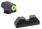 AmeriGlo Protector Sight Fits Glock 42 and 43 Green Tritium LimeGreenLumi Outline Front Black Serrated Round Notch Rear 