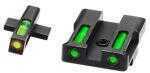 HiViz LiteWave H3 Set 3-Dot Tritium With Litepipe Technology Green Orange Outline Front Rear Black Frame For