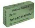 300 AAC Blackout 20 Rounds Ammunition Sellier & Bellot 124 Grain Full Metal Jacket