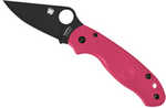 Spyderco Para 3 Lightweight Folding Knife Plain Edge Pink FRN Handle DLC Finish Black 2.92" Blade Length CTS BD1N  