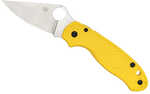 Spyderco Para 3 Lightweight Folding Knife Plain Edge Yellow FRN Handle Satin Finish Silver 2.92" Blade Length CPM Magnac