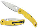 Spyderco Native Chief Lightweight Salt Folding Knife SpyderEdge Serrated Blade Yellow FRN Handle Satin Finish Silver 4.0