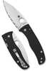 Spyderco Bodacious Folding Knife SpyderEdge Serrated Blade Black G-10 Handle Satin Finish Silver 3.66" Blade Length CPM-
