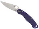 Spyderco Military 2 Folding Knife Silver Plain Edge Blue G10 Handle 4" Blade Satin Finish CPM-S110V Steel