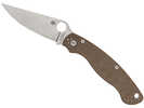 Spyderco Military 2 Folding Knife Plain Edge Brown Micarta Handle 4" Blade Satin Finish CPM CRU-WEAR Tool Steel C36MPCW2