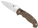Spyderco MANIX 2 XL Folding Knife Plain Edge Brown Canvas Micarta Handle Satin Finish Silver 3.85" Blade CPM CRU-WEAR St