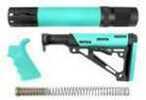 Hogue 13478 OverMolded 3-Piece Kit AR-15 Stock & Forend Rubber Black/Aqua