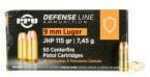 PPU Defense Line 9mm Luger 115 JHP 50 Rounds Ammunition Ppd91