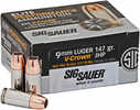 9mm Luger 50 Rounds Ammunition Sig Sauer 147 Grain Jacketed Hollow Point