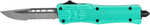 Cobra TEC Knives LLC CTK-1 Small 2.75" 440C Stainless Steel Black Drop Point Serrated Tiffany Blue Zinc-Alum