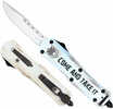 Cobratec Knives Scatifs3dns Fs-3 Small 3" Otf Drop Point Plain D2 Steel Blade 4.50" White "come And Take It" Aluminum Ce