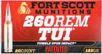 Fort Scott Munitions 260123SCV2 Tumble Upon Impact (TUI) 260 Rem 123 Grain Solid Copper Spun (SCS) 20 Per Box