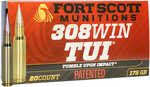 Fort Scott Munitions 308175SCV2 Tumble Upon Impact (TUI) .308 Win 175 Grain Solid Copper Spun (SCS) 20 Per Box