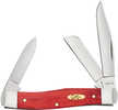 Case 10762 Dark Red Bone Stockman Medium Folding Clip Point/Pen/Sheepsfoot Plain Mirror Polished Tru-Sharp SS Blade/Smoo