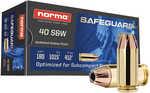 Norma Safeguard 40 Smith & Wesson Ammo 180 Grain Jacketed Hollow Point (JHP) 50 Rounds