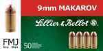 9mm Makarov 50 Rounds Ammunition MagTech 95 Grain Full Metal Jacket