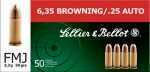 25 ACP 50 Rounds Ammunition Sellier & Bellot 50 Grain Full Metal Jacket